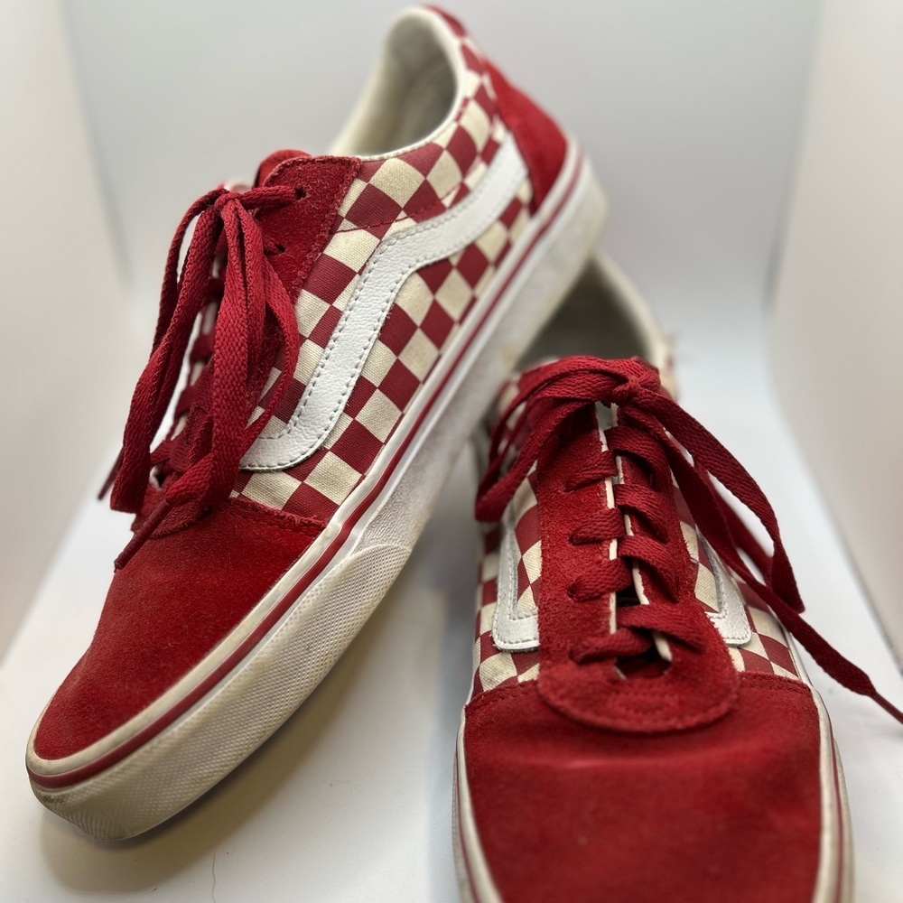 Vans Red and White Checkered Sneakers